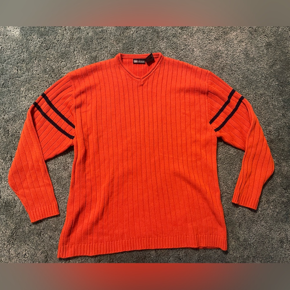 Faded Glory XL Orange & Black Stripe Sweater